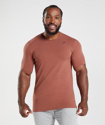 T Shirts Gymshark Essential Hombre Rosas Marrones | CO 3304OKI
